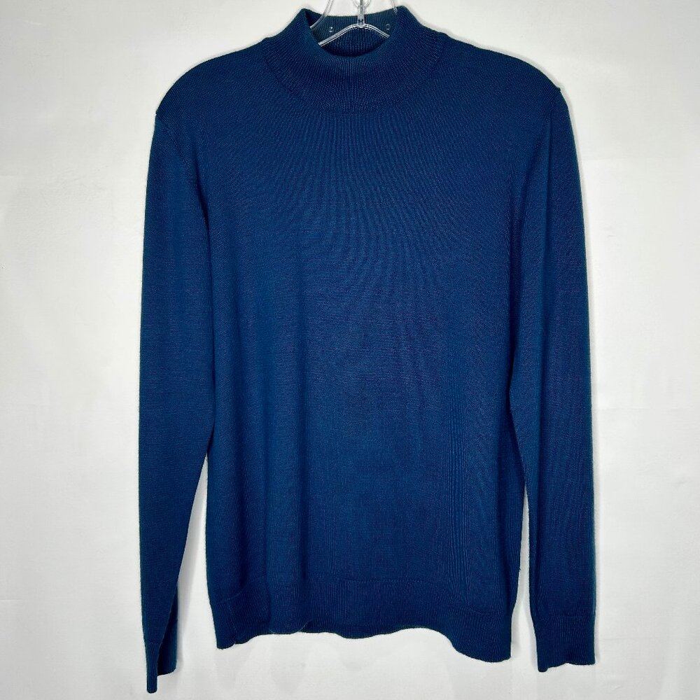 Outlander Woman’s Top sz M Dark Teal Blue Sweater Turtleneck Long Sleeves